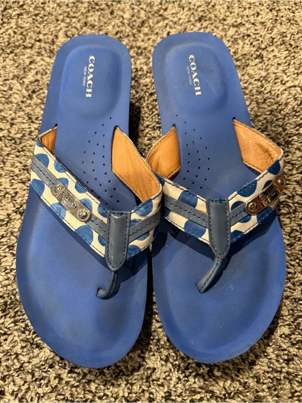 Authentic Coach Blue Thong Sandals - Women’s Size 9